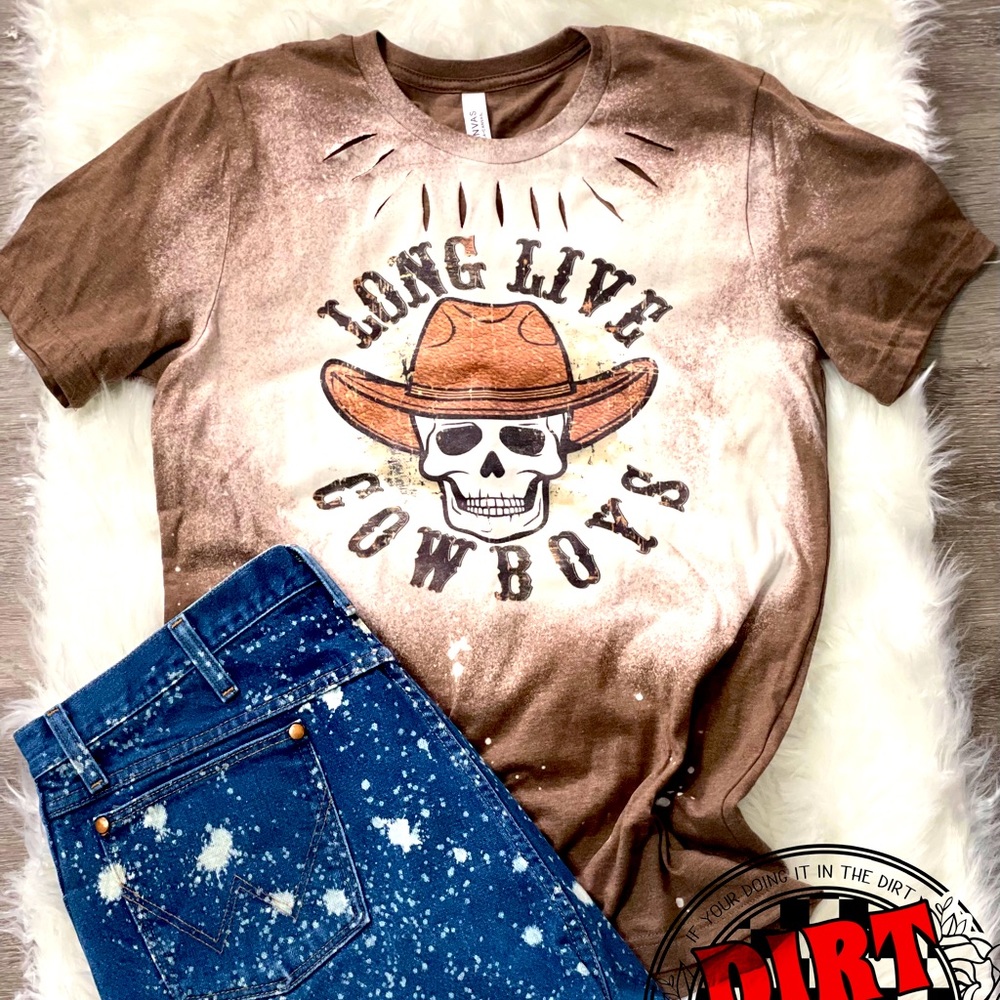 Long live cowboys bleached tee